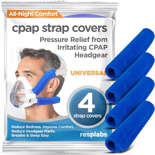 resplabs CPAP Strap Covers | Compatible with Most Full Face and Nasal CPAP Mask Headgear | Universal | 4 Pack