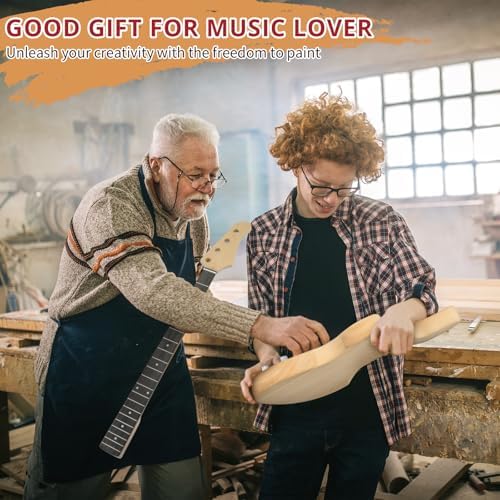 Ktaxon DIY Electric Guitar Kit, 44Inch DIY Bass Guitar Kit (KIB) | Mahogany Body, Solid Wood Fingerboard and Maple Neck, Easy Installation & All Accessories Included to Build Your Own Guitar