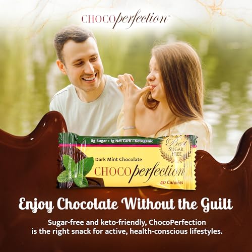 ChocoPerfection Dark Mint Chocolate Bars - Sugar Free Dessert- 30 Pack 10G