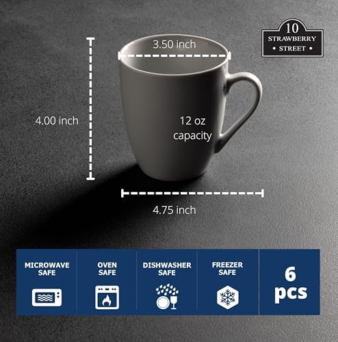 10 Strawberry Street Simply White 12 oz Mug, Set of 6