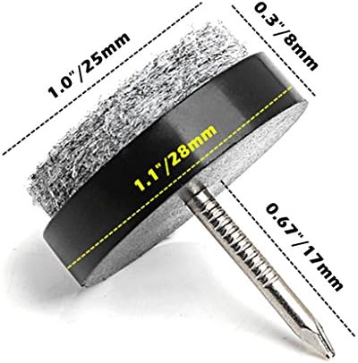 40pcs Furniture Felt Pad Heavy Duty Nail-on Chiar Slider Glide Pad Floor Protector for Wooden Furniture Chair Tables Leg Feet(Φ20mm or 0.8";Black)