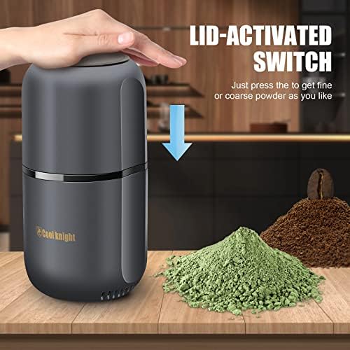 COOL KNIGHT Herb Grinder [large capacity/fast/Electric ]-Spice Herb Coffee Grinder with Pollen Catcher/- 7.5" (Black)
