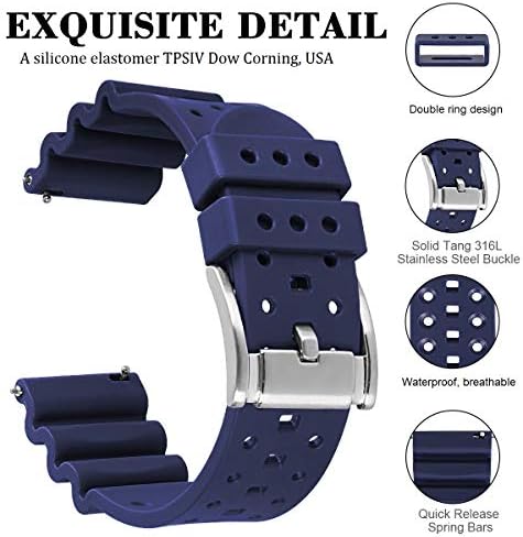 HUAFIY Silicone Watch Band 20mm22mm24mm FKM Rubber Watch Band for Men Women