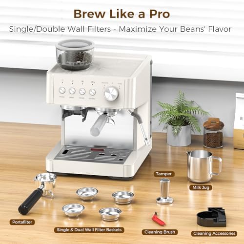 COWSAR 15-Bar Expresso Coffee Machines, Commercial Espresso Machine with Grinder