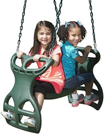 Swing-N-Slide PB 8272 Cedar Brook Wooden Swing Set Play Set with Two Swings, Slide, Monkey Bars, Picnic Table & Glider, Green