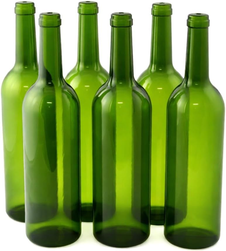 12" Green Plastic Wine Bottle Display Set of 6