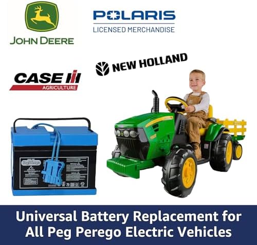 Peg Perego Official 12 Volt Replacement Battery for Ride on Toys. All Season Performance. Works with John Deere, Polaris