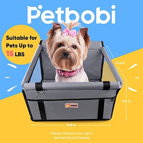 Petbobi Dog Car Seat for Small Dogs and Cats up to 15 lbs, Portable Booster | Pink, Water-resistant Oxford fabric, PVC Tubes, Folds Flat, Clip-on Leash Keeps Pups Secure and Drivers Focused