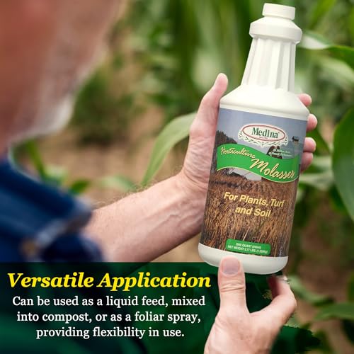 Medina Horticultural Molasses, 1 Qt - Nutrient-Rich Soil & Plant Feed | Feeds beneficial microbial life; supports organic gardening; versatile on lawns, gardens & trees