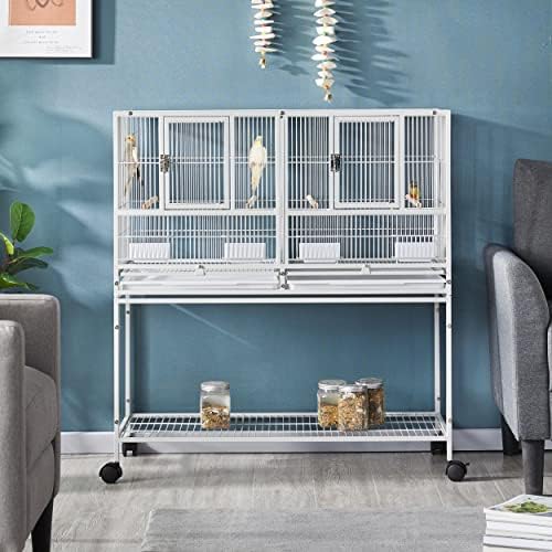 Yaheetech 41.5" Stackable Divided Breeder Breeding Parakeet Bird Cage for Canaries Cockatiels Lovebirds Finches Budgies Small Parrots with Rolling