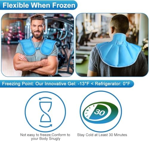 Reusable Ice Pack for Neck and Shoulders Upper Back Discomfort, Large Neck Ice Pack Wrap with Soft Plush Lining