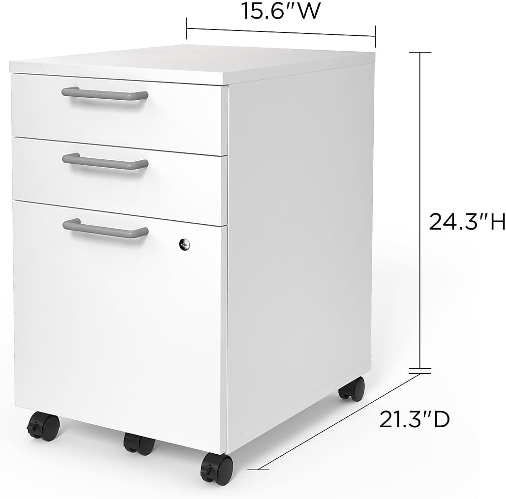 Union & Scale Staples Essentials 3-Drawer Vertical File Cabinet, Letter & Legal Size Documents, Lockable & Mobile, 21.3" D x 15.6" W x 24.3" H, Natural