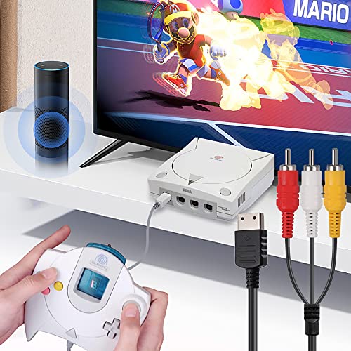 Power Cord and AV Cable for Dreamcast, 2 Prong Power Supply & Audio Video RCA AV Cable Compatible with Sega Dreamcast DC Console