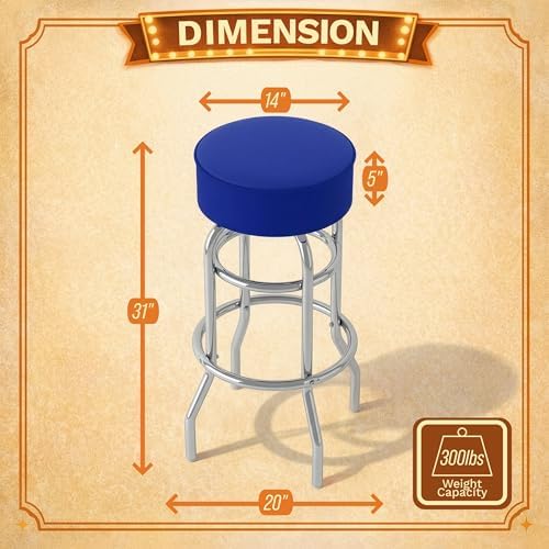 Trademark Gameroom Bar Stool - Blue Stool with Foam Padded Seat - Swivel Chair for Game Room, Garage, or Home Bar