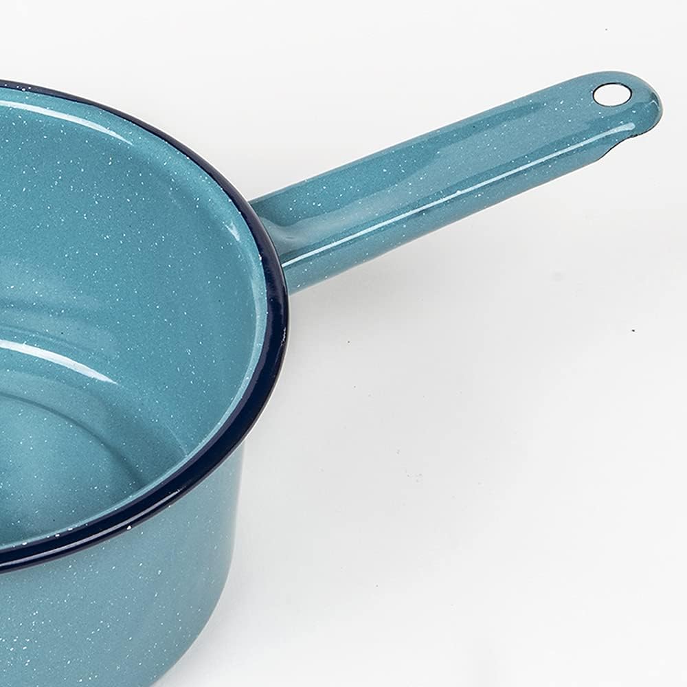 Cinsa 1 Qt Granite Ware Saucepan - Enamel on Steel, Turquoise Blue | Antibacterial Non-Porous Porcelain Finish for Indoor & Outdoor Cooking - Even Heat Distribution for Consistent Results