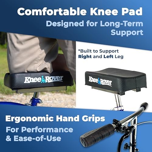 KneeRover Deluxe KneeCycle Steerable Knee Walker, Blue | Heavy Duty Knee Walker For Foot Surgery, Broken Ankle Foot Injuries, Leg Recovery Scooter