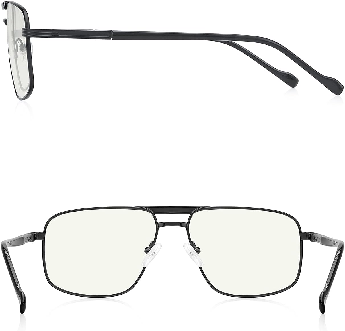 Reading Glasses for Men Square Double Bridge Blue Light Blocking Computer Readers