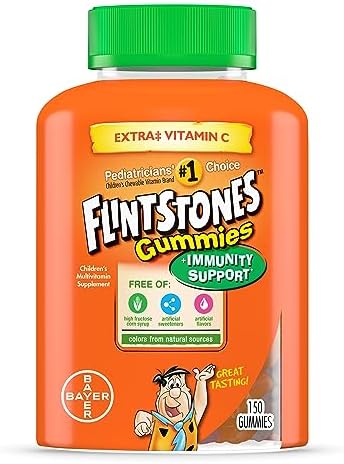 Flintstones Gummies Kids Vitamins with Immunity Support*, Kids and Toddler Multivitamin with Vitamin C, Vitamin D, B12, Zinc & more, Orange 150ct