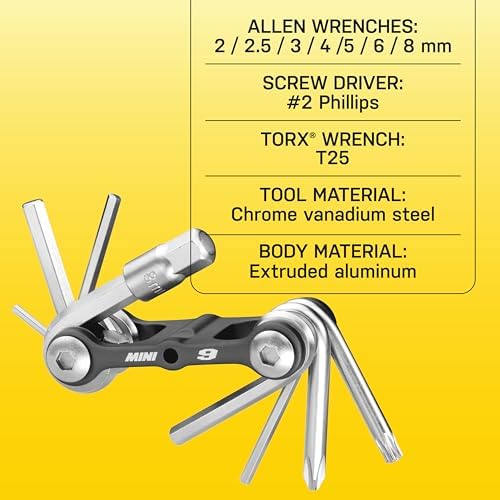Topeak The Mini 9-Function Bicycle Tool - TT2409, Black/Silver