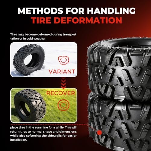 ATV/UTV Tires 26x9-12, 6-Ply Tubeless Tire, Set of 2 | 2pcs 26x9x12 ATV Tires, 6 PR