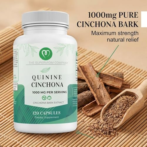 Quinine Cinchona Bark Extract 1000 mg – Herbal Supplement for Muscle & Leg Cramp Relief, Digestive Support & Immune Health – 120 Capsules, Non-GMO