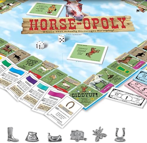 Late for the Sky Horse-Opoly Board Game for Families & Kids, Property Trading Strategy, 2-6 Players, Ages 8+, Educational Horse Breeds