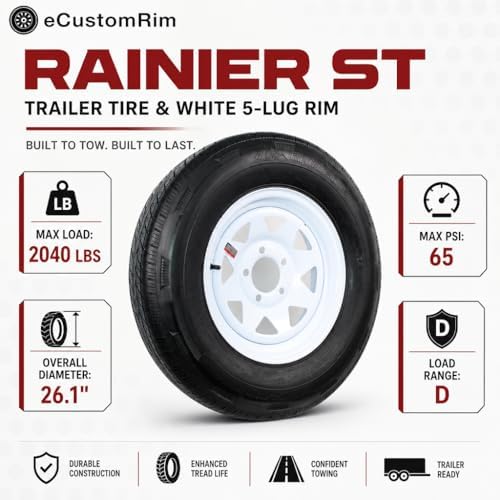 eCustomrim 2-Pack Radial Trailer Tire Rim Assembly ST205/75R14 5 Lug Load D