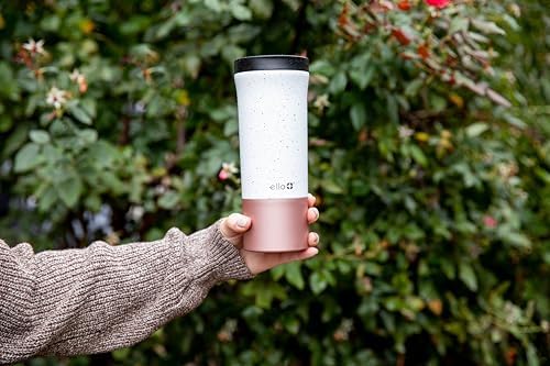 Ello Miri 16oz Insulated Stainless Steel Travel Mug with Slider Lid, Black Marble