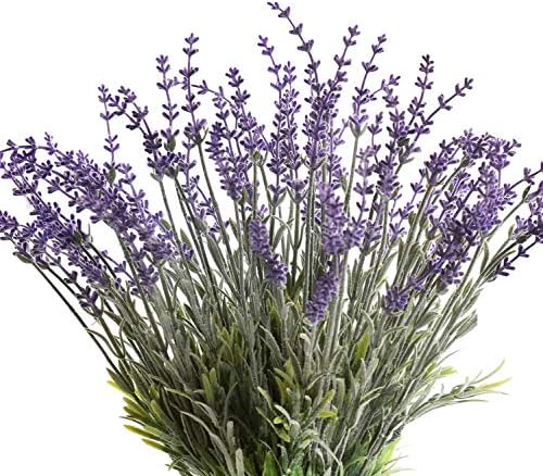 Artificial Lavender Flowers with Silk Flocked Fake Lavender Plant for Wedding Home Table Centerpiece Decor-Pack of 4