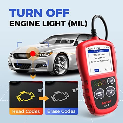 Autel AL319 Professional OBD2 Scanner, Enhanced Check Engine Code Reader | Reset Fault Code, Live Data, Freeze Frame