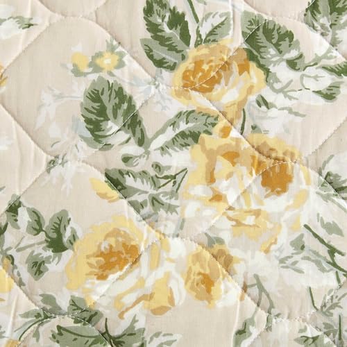 Laura Ashley - Queen Quilt Set, Soft Cotton Bedding with Matching Shams, Reversible Floral Toile Design, Floral Room Decor