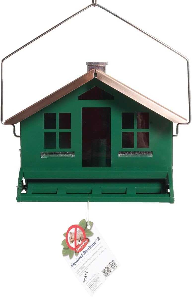 Perky-Pet 339-1SR Squirrel-Be-Gone II Home Style Bird Feeder with Chimney, Squirrel Proof Bird Feeder with Weight-Activated Perches