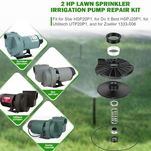 023705 2HP Water Systems Repair Kit | Lawn Sprinkler Repair Kit Fit for Star HSP20P1, for Do It Best HSPJ20P1, for Utilitech UTP20P1