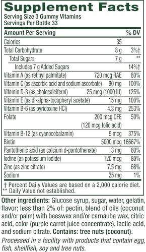 Vitafusion Hair Skin and Nails Gummies | Biotin 5000mcg | 100 Count | Gummy Vitamins for Adult Women & Men | Berry Flavor | Gluten-Free Multivitamin Supplement