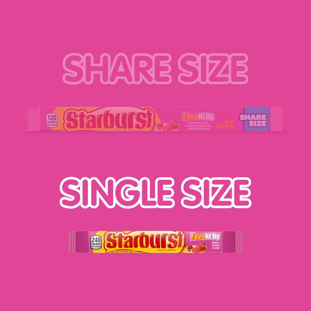 STARBURST FaveREDS Chewy Candy, Bulk Pack, Full Size, 24 Packs
