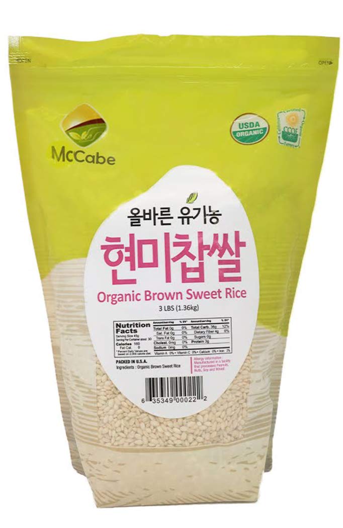 McCabe Organic Sweet Rice - Gluten Free & GMO-Free | Rich in Fibers and Minerals | USDA and CCOF Certified Organic | Product of USA | 3 Lbs