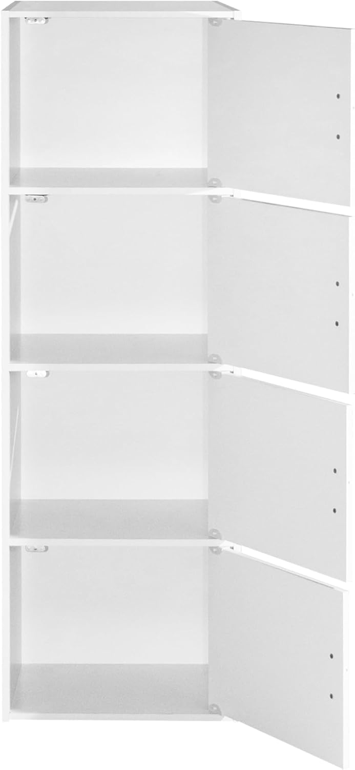 HODEDAH IMPORT 4-Shelf Bookcase Cabinet, Black