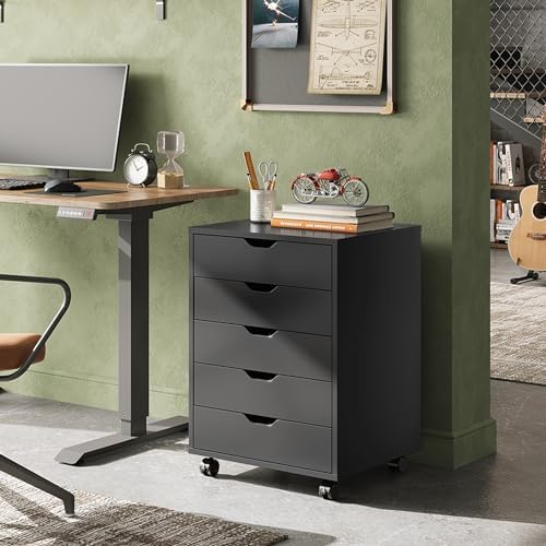 DEVAISE 7-Drawer Office File Cabinets, Mobile Craft Storage Cabinet, White | Wood Drawer Unit, Storage Cabinet, Rolling Cart, Printer Stand, Filing Cabinet with Drawers