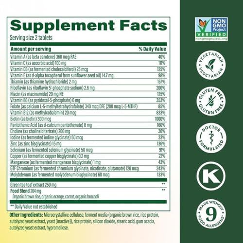 MegaFood Advanced Multivitamin for Women 55+ Doctor Formulated, 60 Tablets | For Healthy Aging, Immune Support, Bone and Brain Health, Choline, Methylated B12, Methylfolate, Vegetarian, 30 Servings