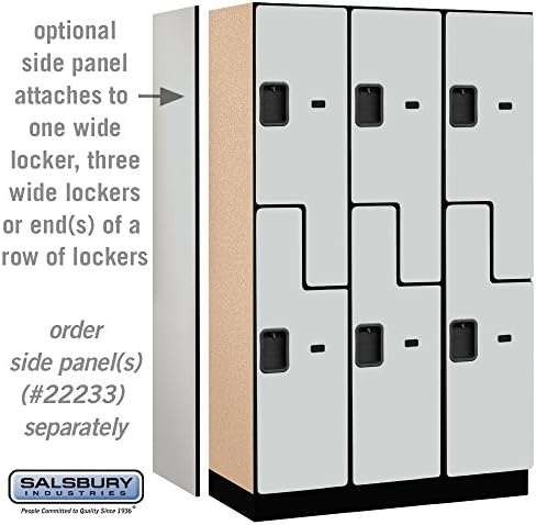 Salsbury Industries 2-Tier S-Style Extra Wide Designer Wood Locker with Three Wide Storage Units, 6-Feet High by 18-Inch Deep, Mahogany