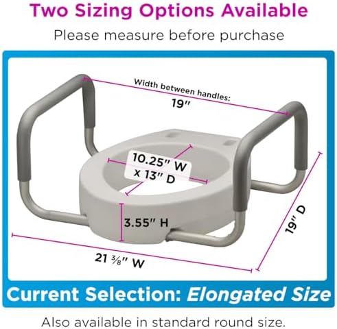 NOVA Raised Toilet Seat with Handles for Seniors – Standard Toilet Riser with Safety Grab Bars, Elevated Toilet Seat for Elderly, Disabled & Post-Surgery Support - Standard Toilet