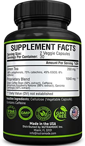 Premium Green Tea Extract Fat Burner Supplement with EGCG-Natural Appetite Suppressant-Healthy Weight Loss Diet Pills that Work Fast for Women and