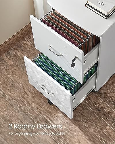 VASAGLE CUSTOS Collection - 2-Drawer File Cabinet, Locking Filing Cabinet for Home Office, Small Rolling Printer Stand, A4, Letter-Size Hanging Files