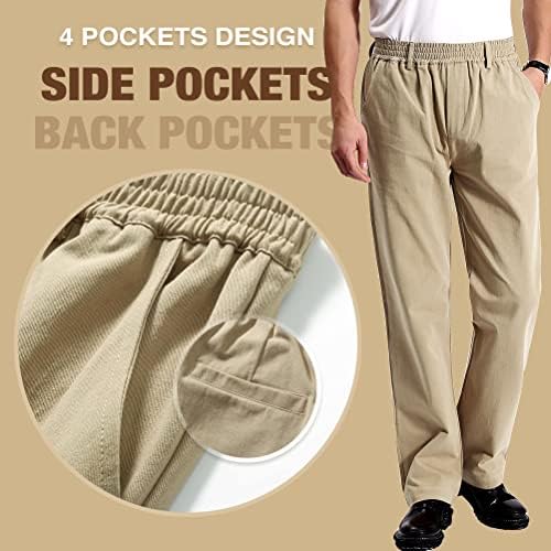 IDEALSANXUN Mens Casual Elastic Waist Twill Pants