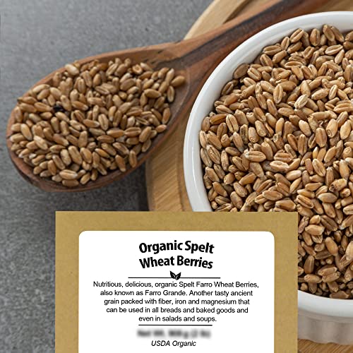 Organic Spelt Farro Grain 5.8 lb - Whole Wheat Berries Bulk Ancient Grains | Ideal for Flour