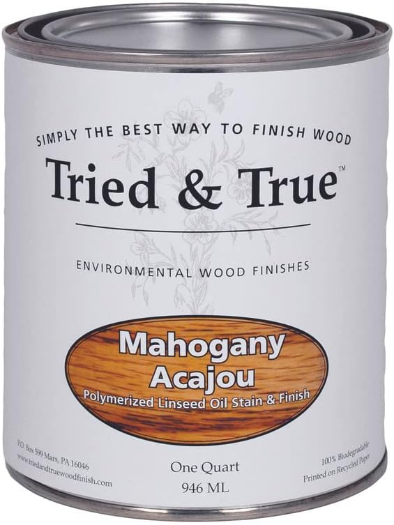 Tried & True Dark Walnut Stain & Finish, Pint | Linseed Oil Natural Wood Stain, Ideal for Home Improvement, Furniture, & Kitchen Wood Projects, Pigmented Danish Oil