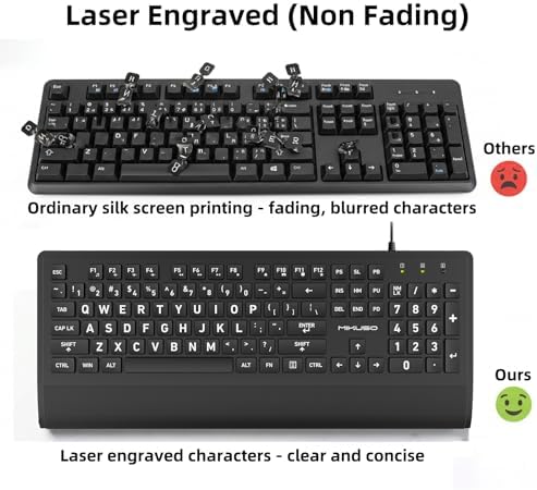 Large Print Computer Keyboard, High Contrast Big Letter for Seniors Visually | Keyboard for elderly Low Vision, Non Fade Letter