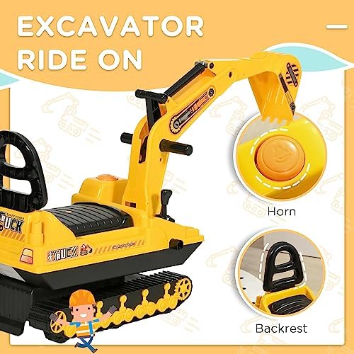 Qaba No Power Ride On Excavator for Boys Girls 18-48 Months Yellow Black