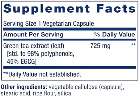 Life Extension Lightly Caffeinated Mega Green Tea Extract, Camellia sinensis Extract with Concentrated EGCG polyphenol Content, Gluten-Free, Non-GMO