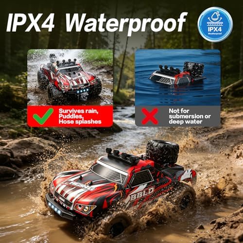 1:18 4WD RC Car 25 MPH for Teens Adults Off-Road Truck | IPX4 Waterproof, Oil-Shocks, Dual 1500mAh, 80m 2.4GHz Remote